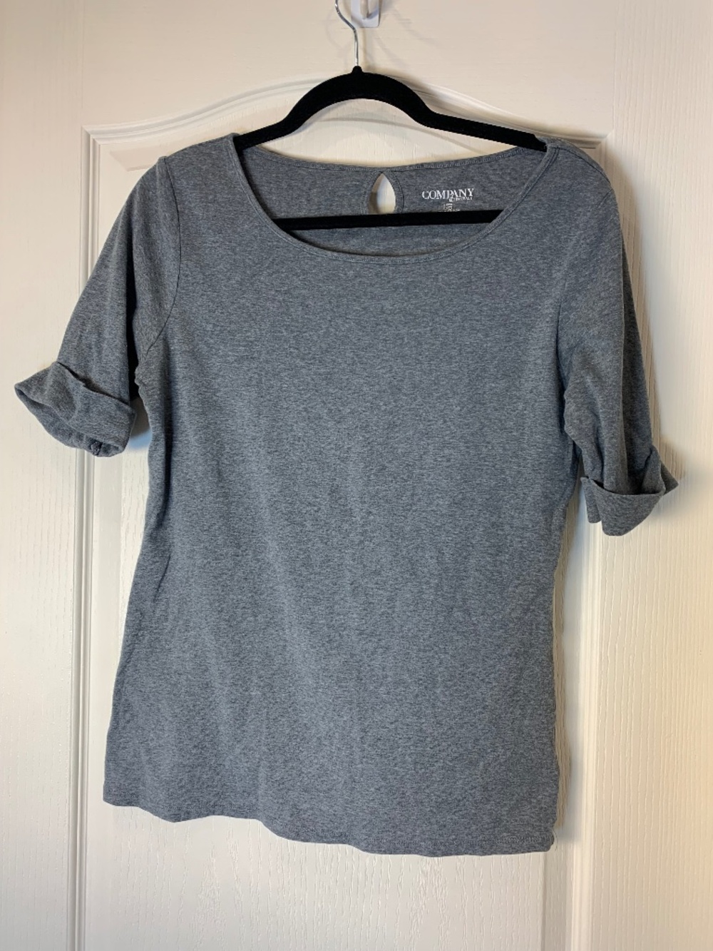 Ellen Tracy Women’s L Grey Heather Pima Cotton Stretch Cuffed Sleeve T-Shirt